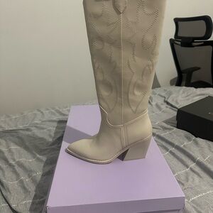 Steve Madden Cream Heeled Boots
